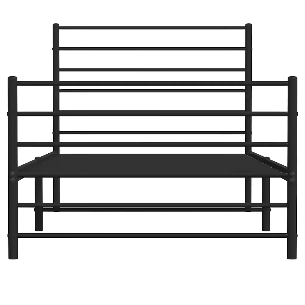 Letto singolo | Letto per adulti | Giroletto con Testiera e Pediera Metallo Nero 90x200 cm - Image 6