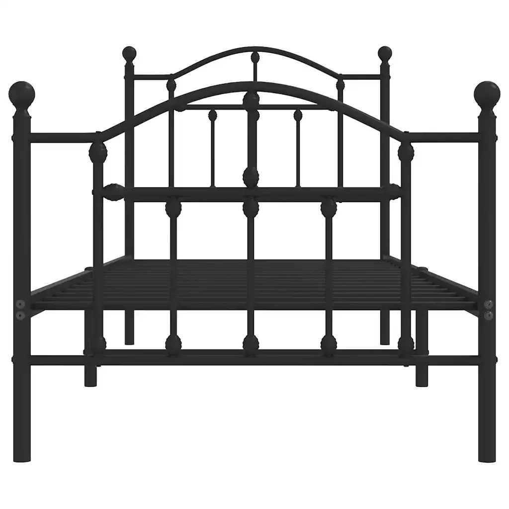 Letto singolo | Letto per adulti | Giroletto con Testiera e Pediera Metallo Nero 90x200 cm - Image 5