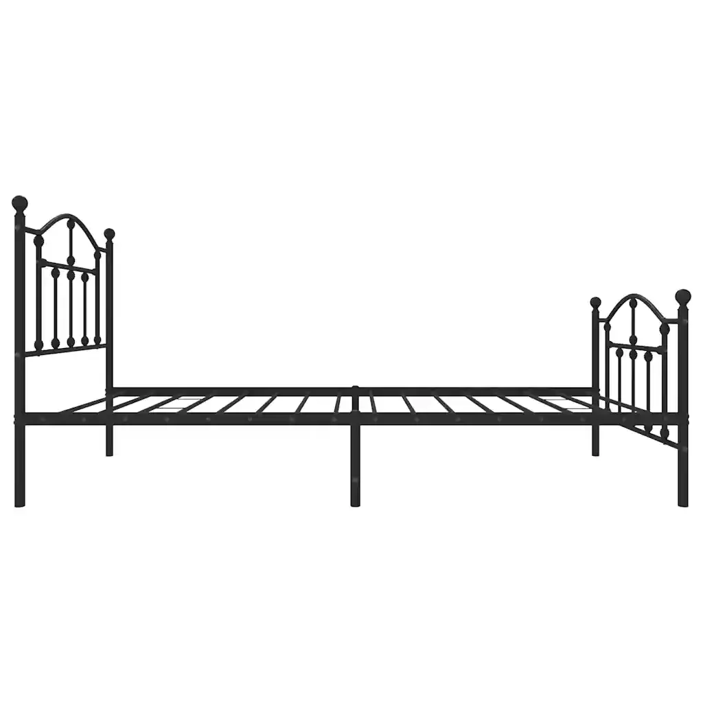 Letto singolo | Letto per adulti | Giroletto con Testiera e Pediera Metallo Nero 90x200 cm - Image 6