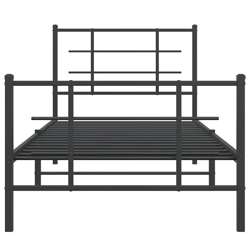 Letto singolo | Letto per adulti | Giroletto con Testiera e Pediera Metallo Nero 90x200 cm - Image 5