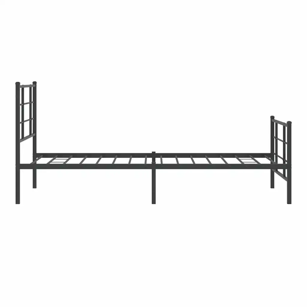 Letto singolo | Letto per adulti | Giroletto con Testiera e Pediera Metallo Nero 90x200 cm - Image 6