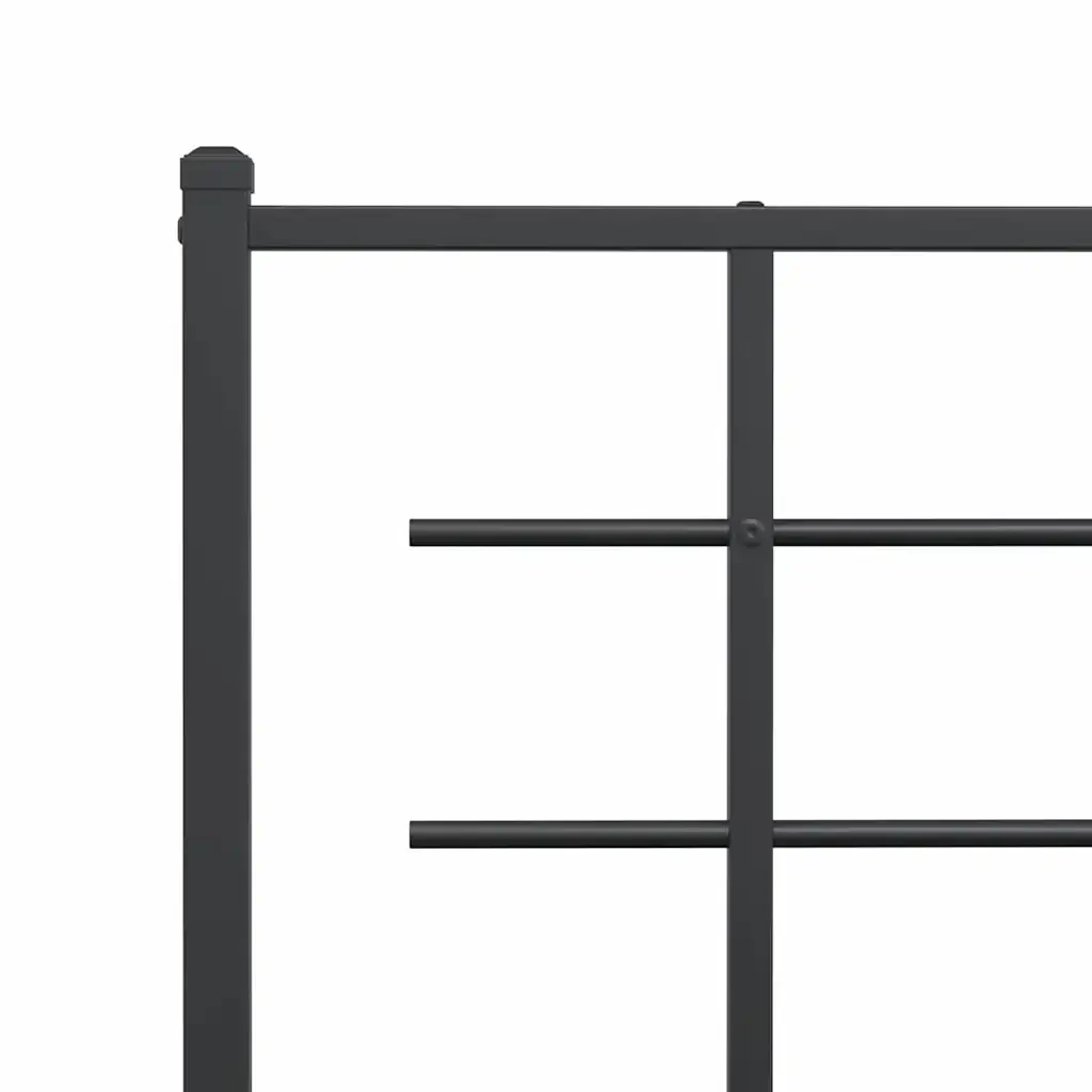 Letto singolo | Letto per adulti | Giroletto con Testiera e Pediera Metallo Nero 90x200 cm - Image 8