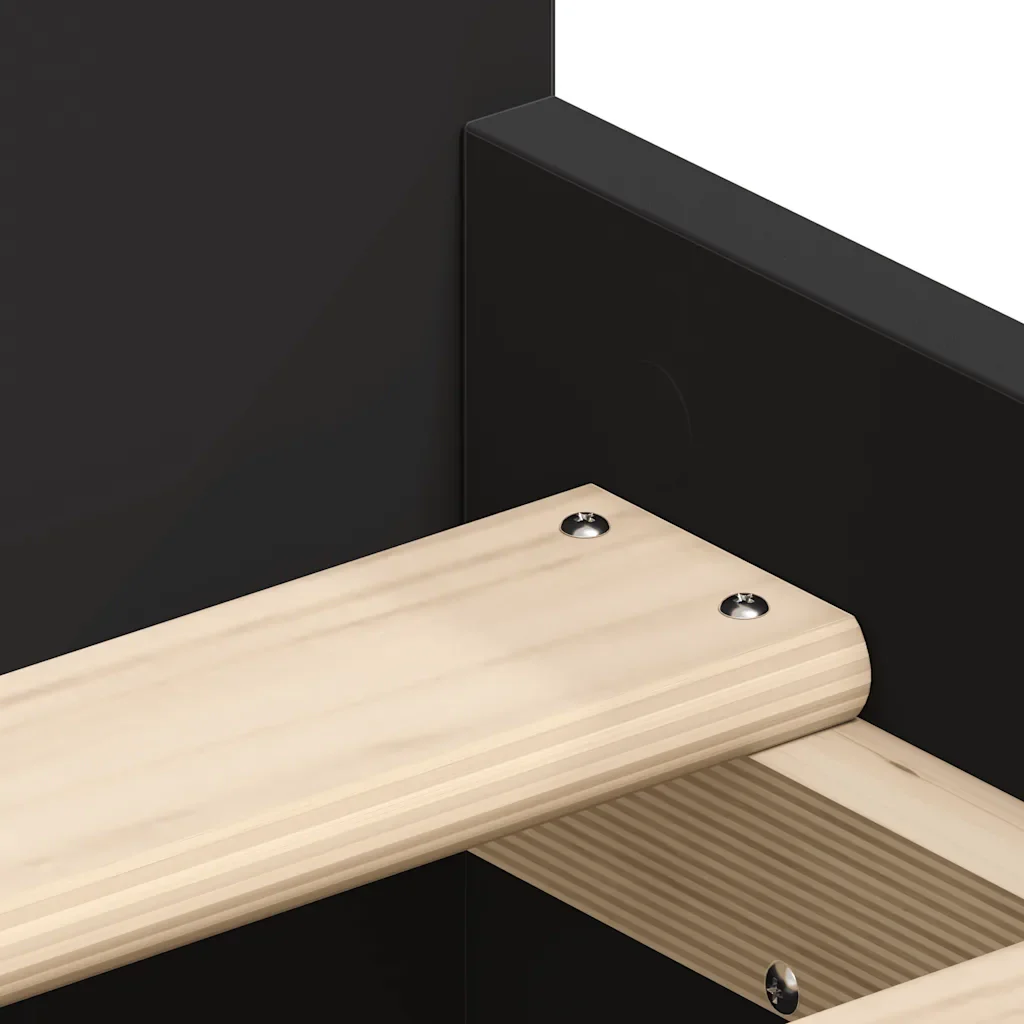 Letto singolo | Letto per adulti | Giroletto con Testiera e Pediera Nero 100x200 cm - Image 9