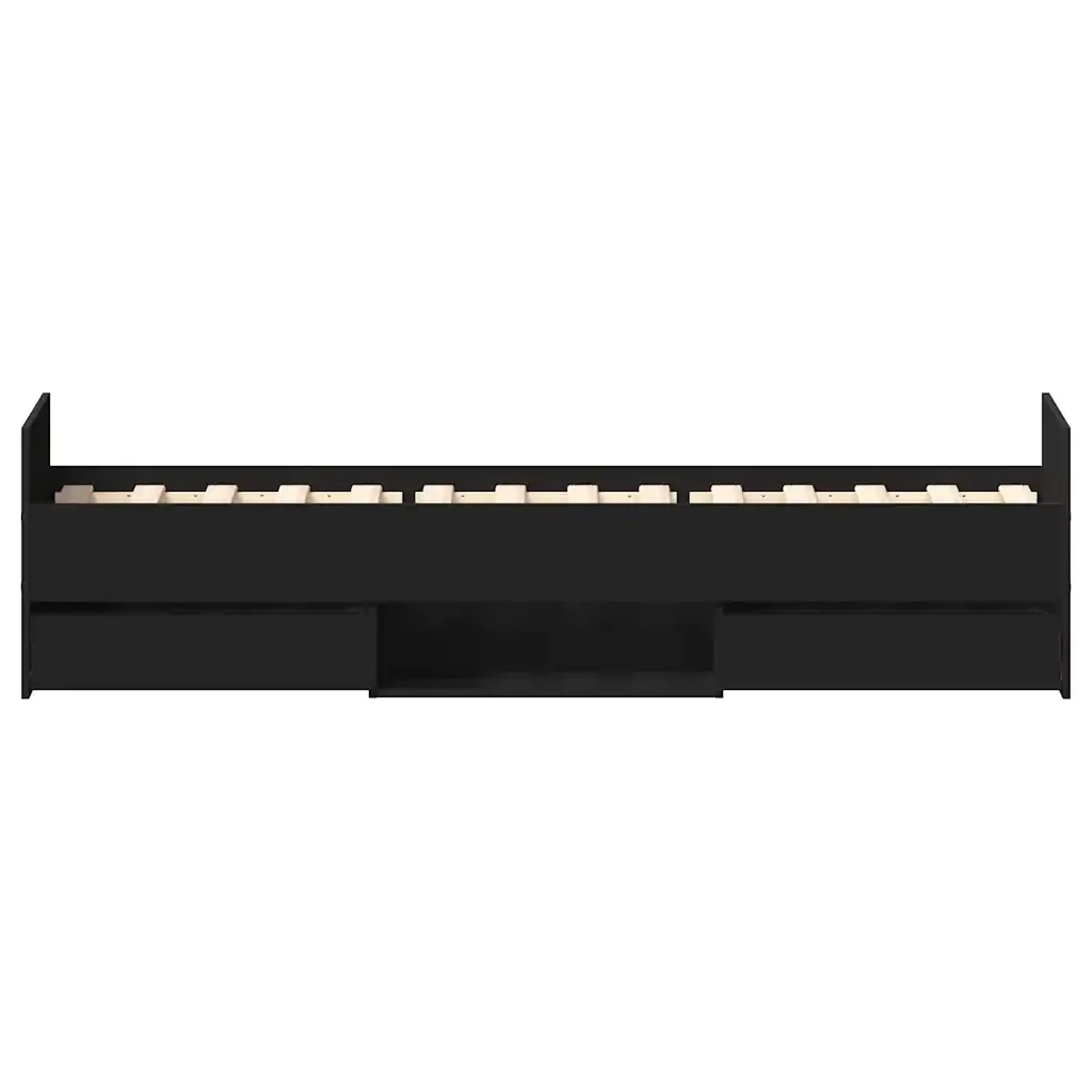 Letto singolo | Letto per adulti | Giroletto con Testiera e Pediera Nero 90x190 cm - Image 7