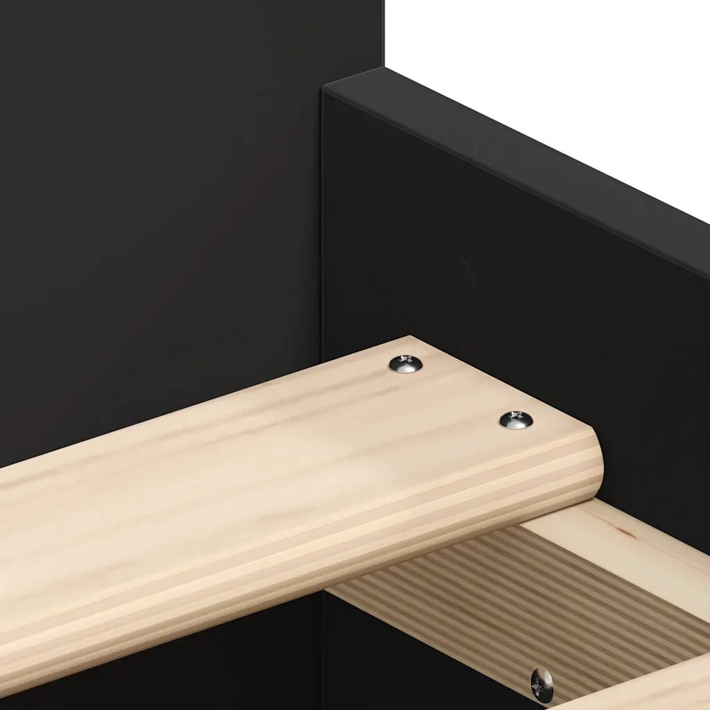 Letto singolo | Letto per adulti | Giroletto con Testiera e Pediera Nero 90x190 cm - Image 9