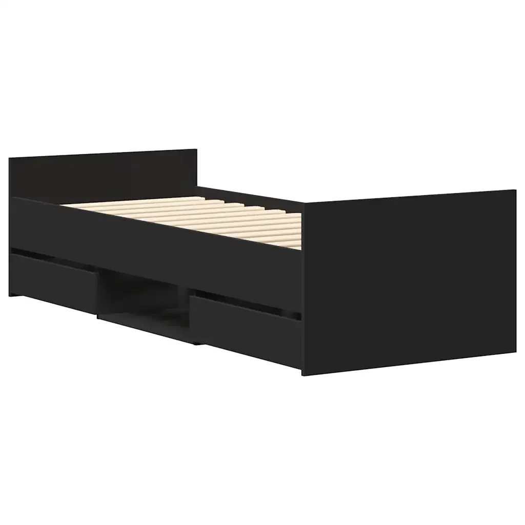 Letto singolo | Letto per adulti | Giroletto con Testiera e Pediera Nero 90x200 cm - Image 4