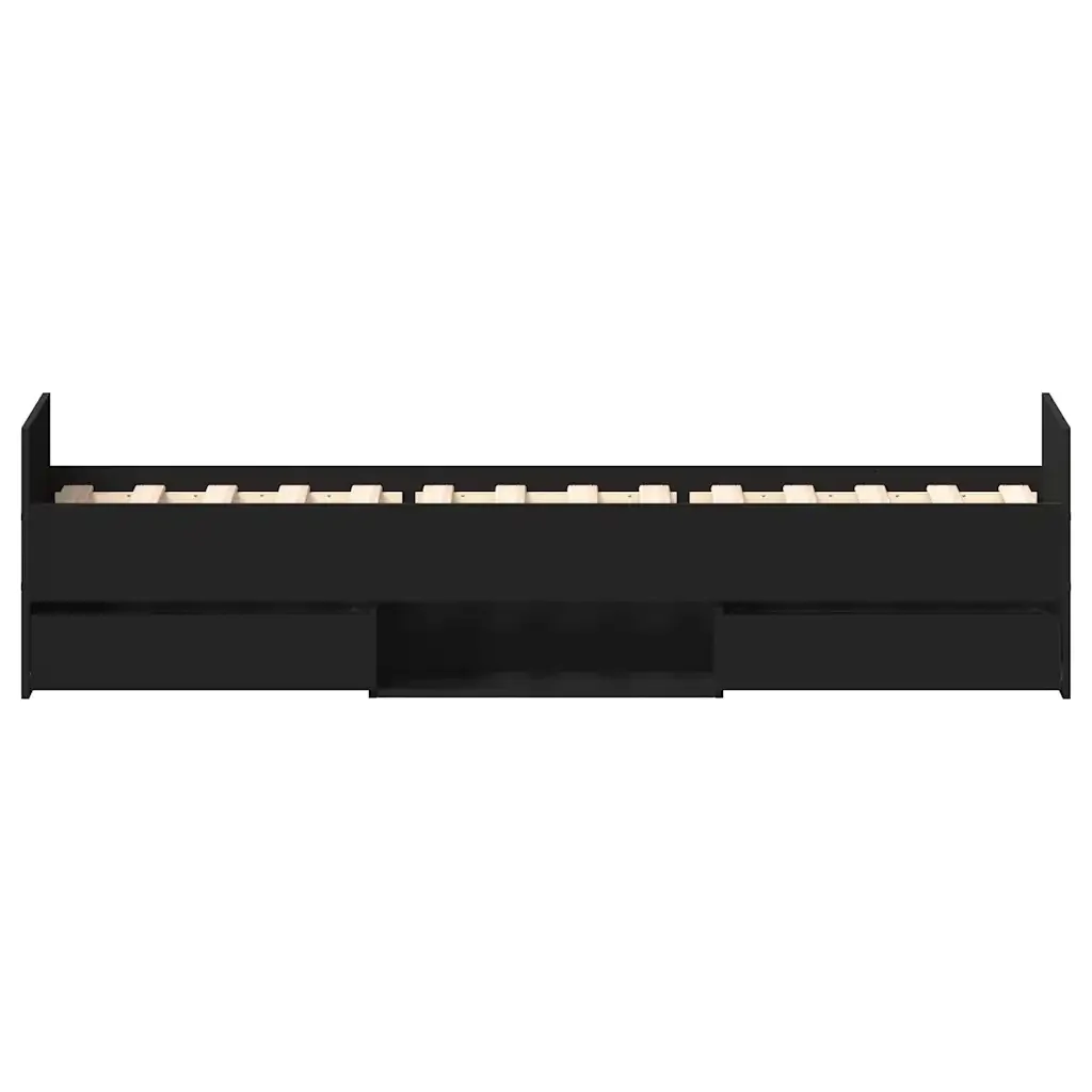 Letto singolo | Letto per adulti | Giroletto con Testiera e Pediera Nero 90x200 cm - Image 7