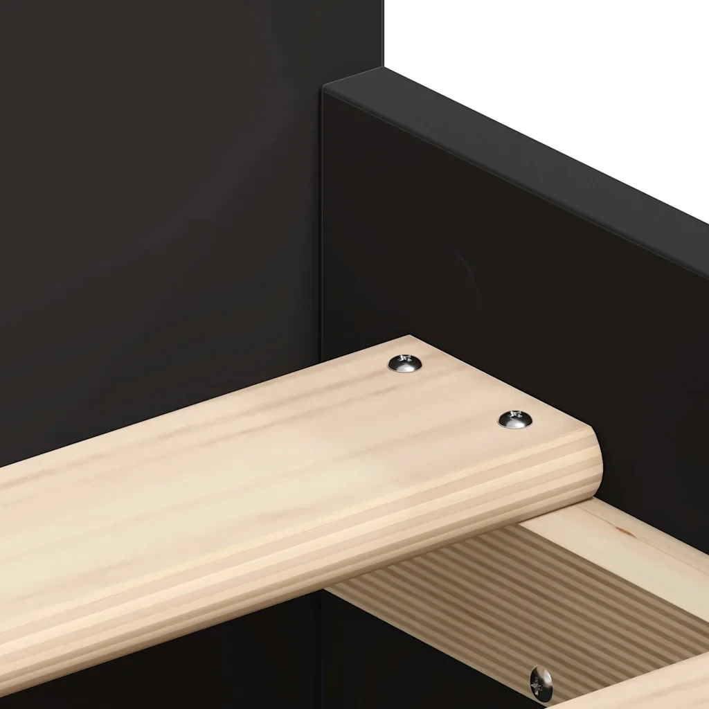 Letto singolo | Letto per adulti | Giroletto con Testiera e Pediera Nero 90x200 cm - Image 9