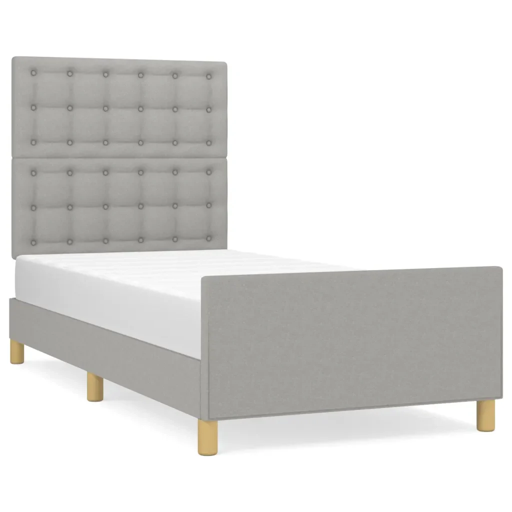 Letto singolo | Letto per adulti | Giroletto con Testiera Grigio Chiaro 90x190 cm in Tessuto