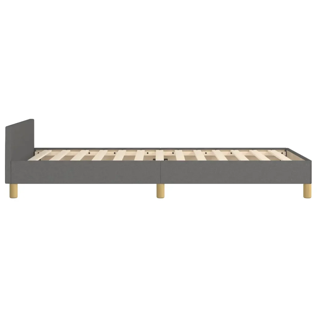 Letto singolo | Letto per adulti | Giroletto con Testiera Grigio Scuro 90x200 cm in Tessuto - Image 7