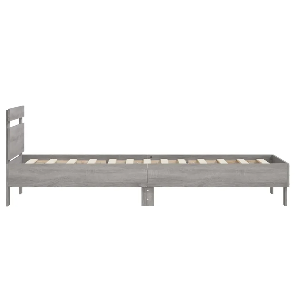 Letto singolo | Letto per adulti | Giroletto con Testiera Grigio Sonoma 75x190cm Legno Multistrato - Image 6