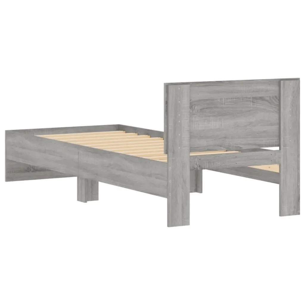 Letto singolo | Letto per adulti | Giroletto con Testiera Grigio Sonoma 75x190cm Legno Multistrato - Image 7