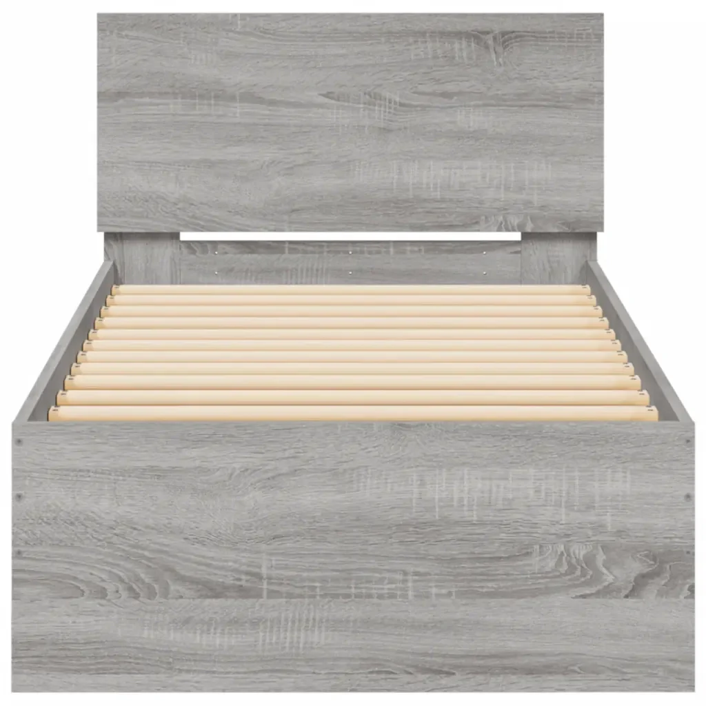 Letto singolo | Letto per adulti | Giroletto con Testiera Grigio Sonoma 90x190cm Legno Multistrato - Image 5
