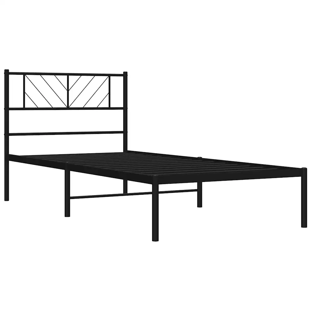 Letto singolo | Letto per adulti | Giroletto con Testiera in Metallo Nero 100x190 cm - Image 5