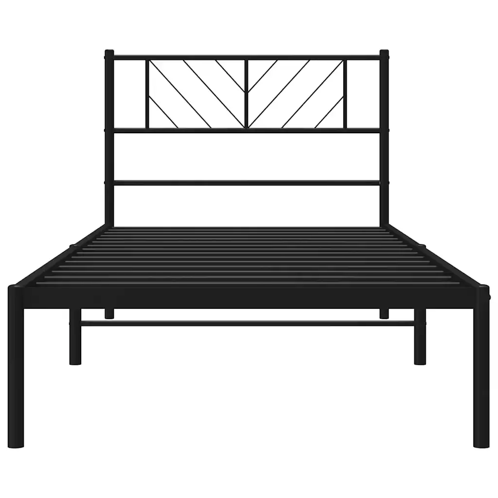 Letto singolo | Letto per adulti | Giroletto con Testiera in Metallo Nero 100x190 cm - Image 6