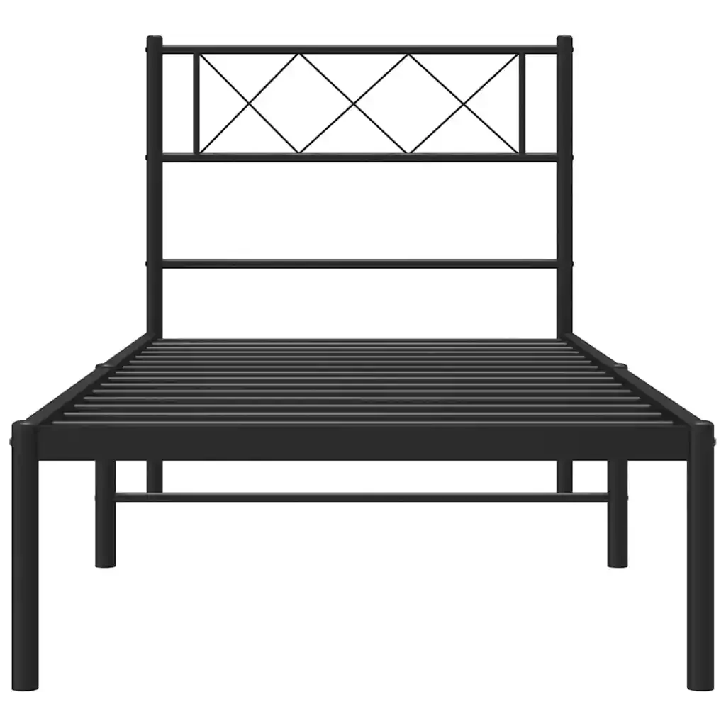 Letto singolo | Letto per adulti | Giroletto con Testiera in Metallo Nero 100x190 cm - Image 5