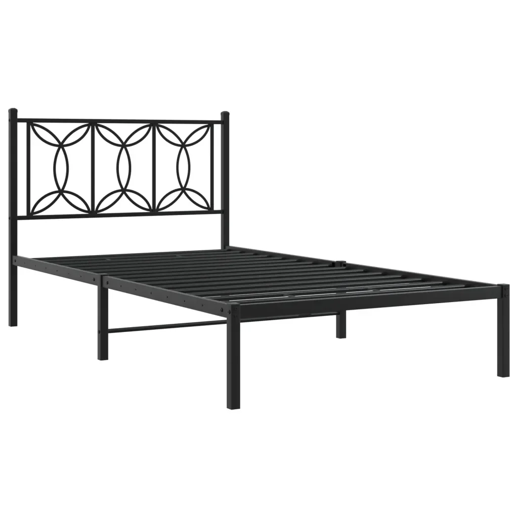 Letto singolo | Letto per adulti | Giroletto con Testiera in Metallo Nero 100x190 cm - Image 3
