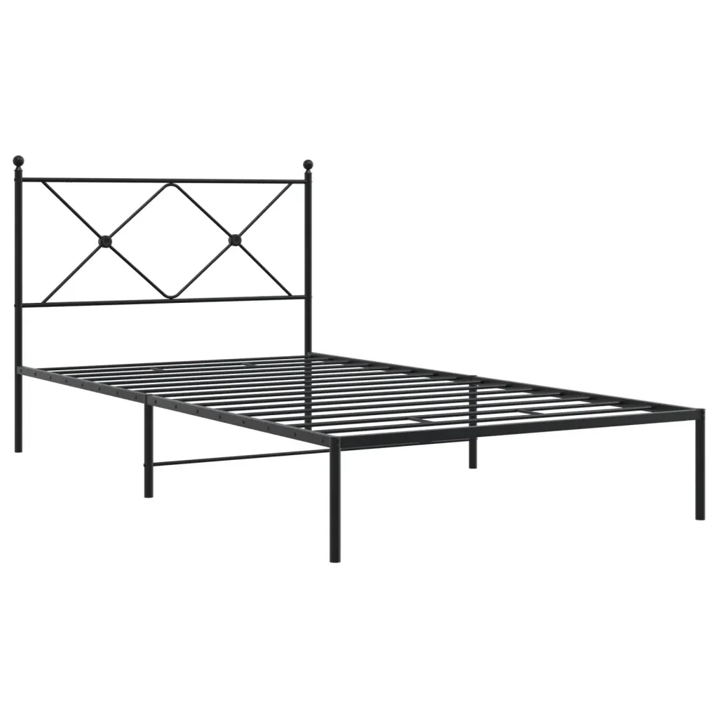 Letto singolo | Letto per adulti | Giroletto con Testiera in Metallo Nero 100x190 cm - Image 3