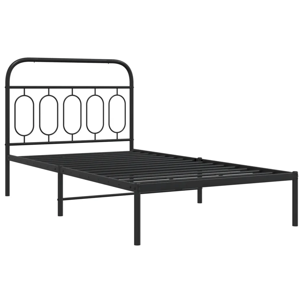 Letto singolo | Letto per adulti | Giroletto con Testiera in Metallo Nero 100x190 cm - Image 4