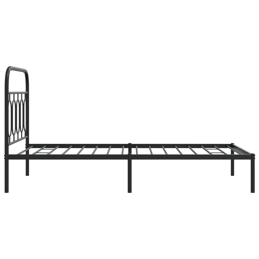 Letto singolo | Letto per adulti | Giroletto con Testiera in Metallo Nero 100x190 cm - Image 5