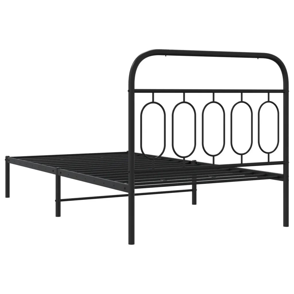 Letto singolo | Letto per adulti | Giroletto con Testiera in Metallo Nero 100x190 cm - Image 6