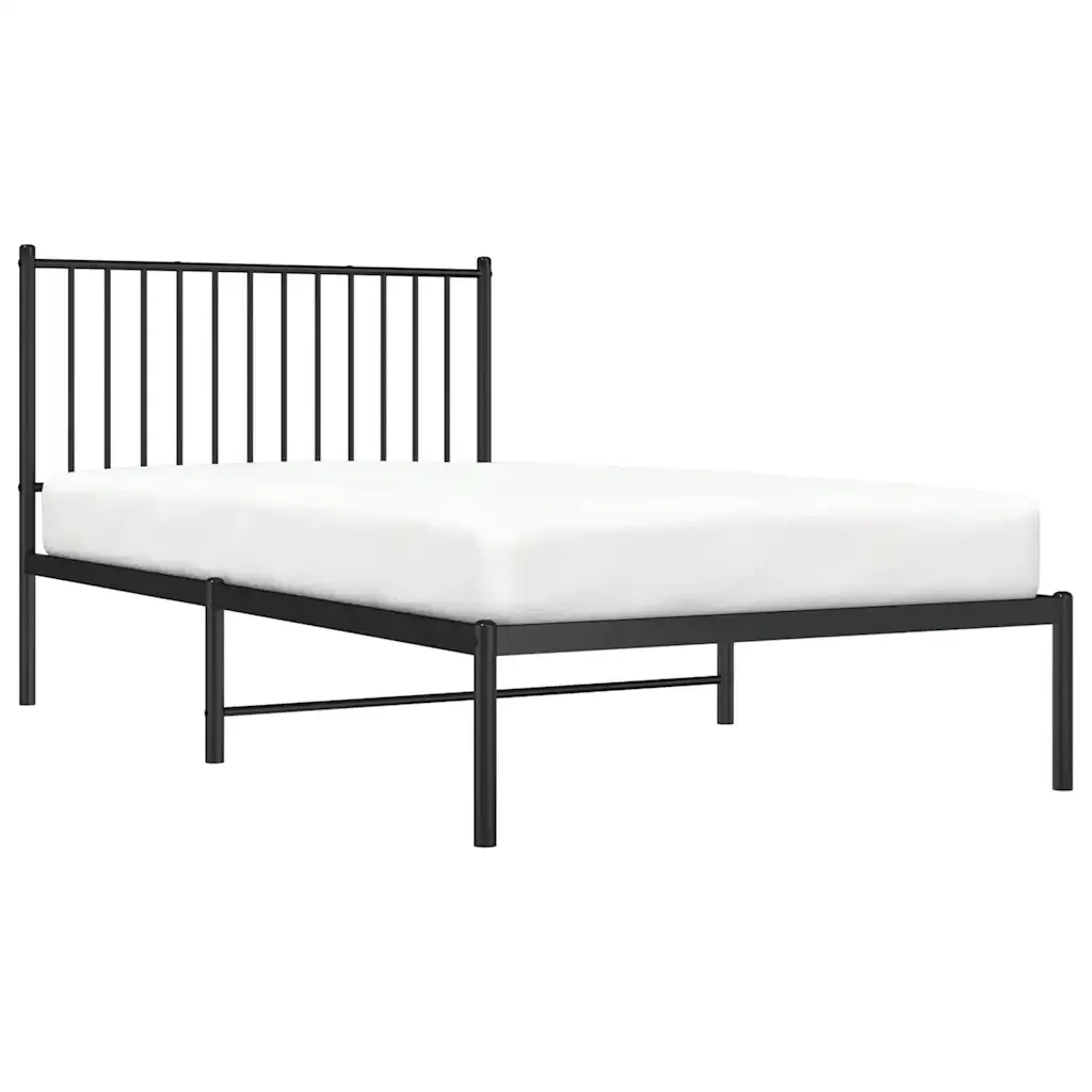 Letto singolo | Letto per adulti | Giroletto con Testiera in Metallo Nero 100x190 cm - Image 5