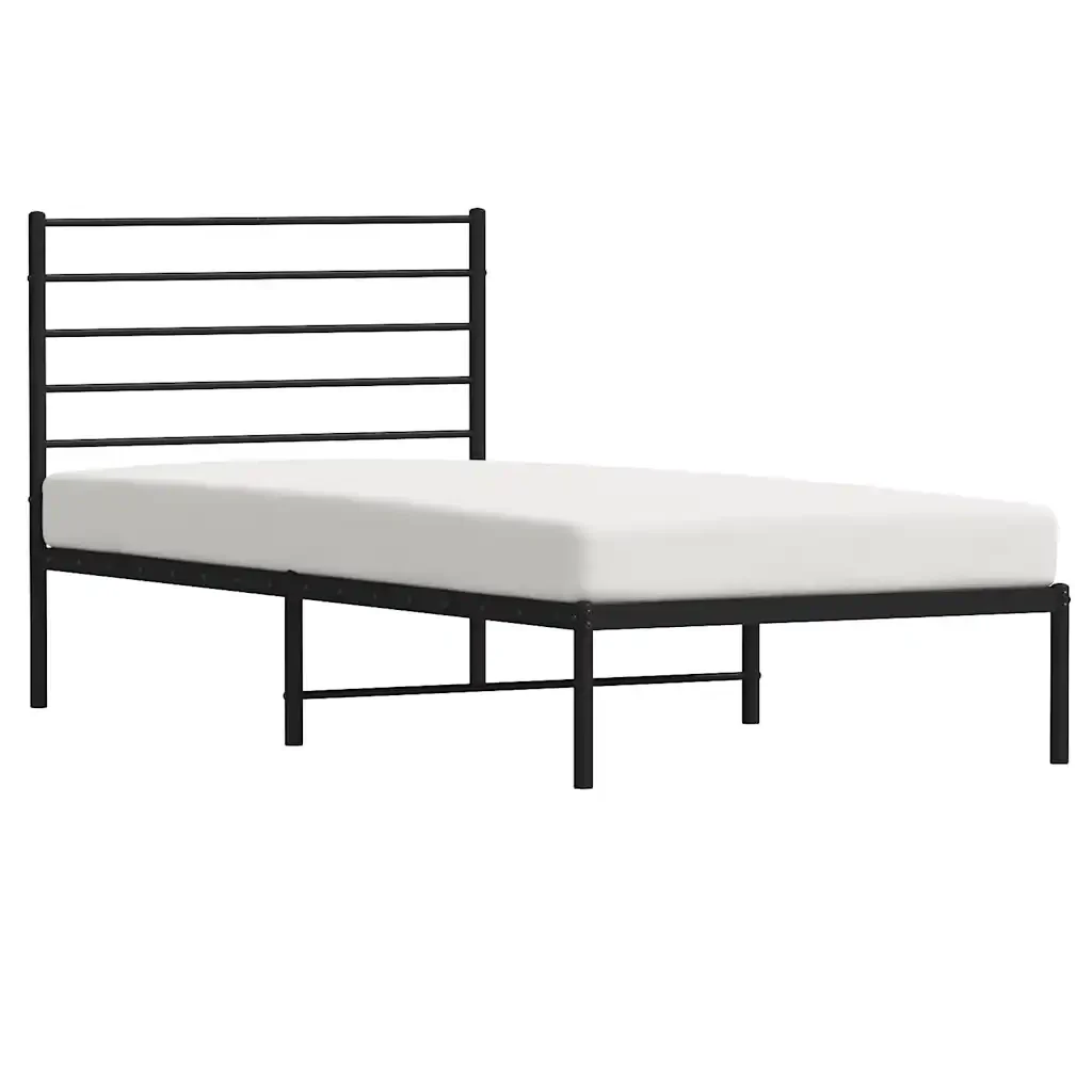 Letto singolo | Letto per adulti | Giroletto con Testiera in Metallo Nero 100x190 cm - Image 5