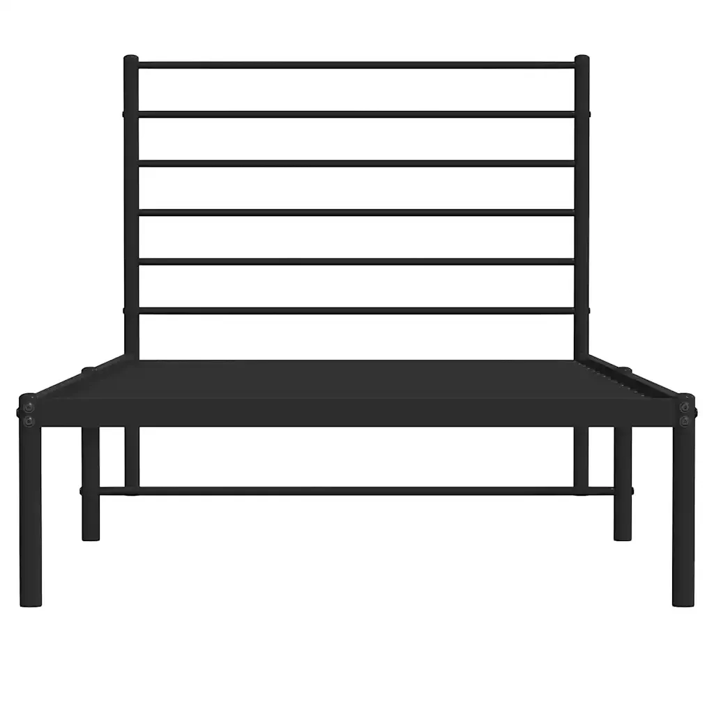 Letto singolo | Letto per adulti | Giroletto con Testiera in Metallo Nero 100x190 cm - Image 6