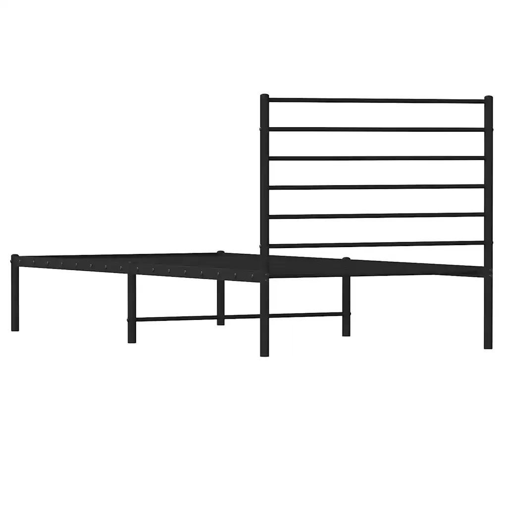 Letto singolo | Letto per adulti | Giroletto con Testiera in Metallo Nero 100x190 cm - Image 8