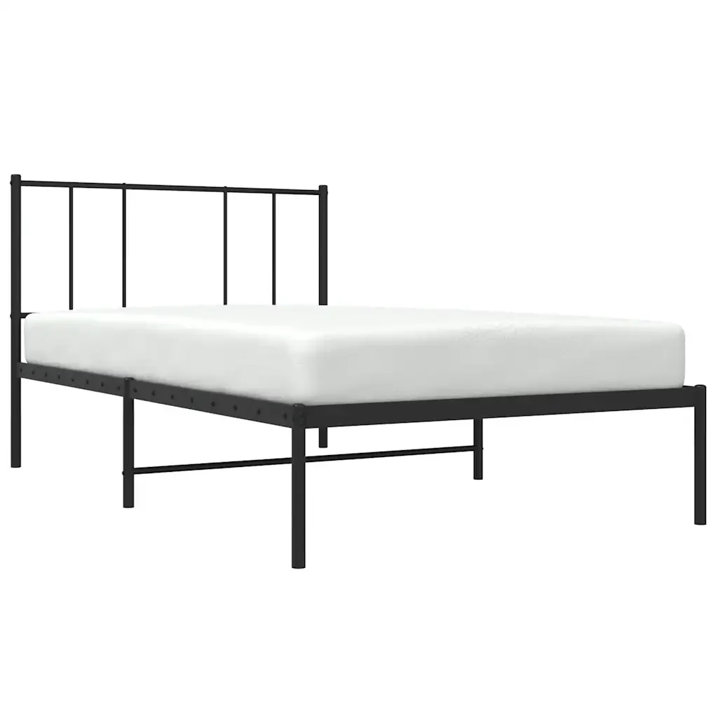 Letto singolo | Letto per adulti | Giroletto con Testiera in Metallo Nero 100x190 cm - Image 5