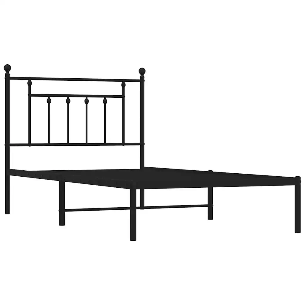Letto singolo | Letto per adulti | Giroletto con Testiera in Metallo Nero 100x190 cm - Image 4