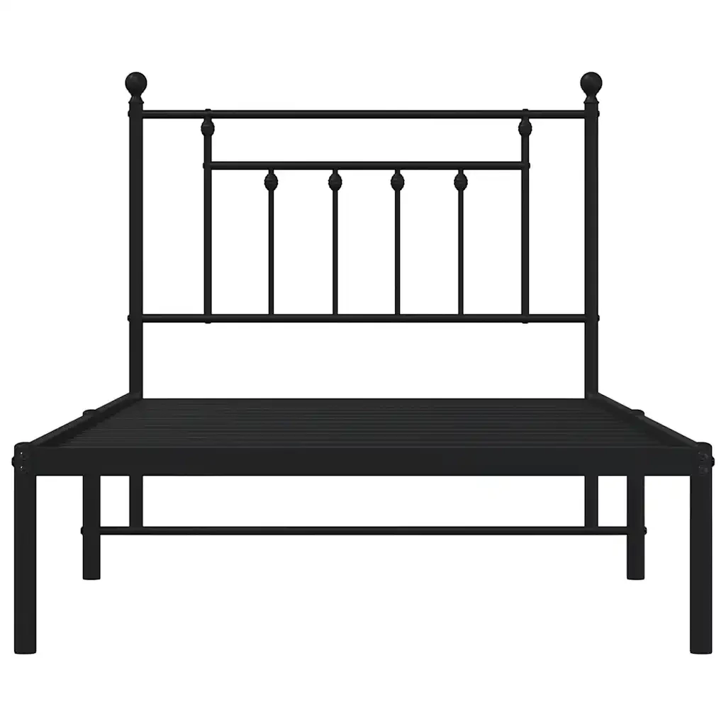 Letto singolo | Letto per adulti | Giroletto con Testiera in Metallo Nero 100x190 cm - Image 6