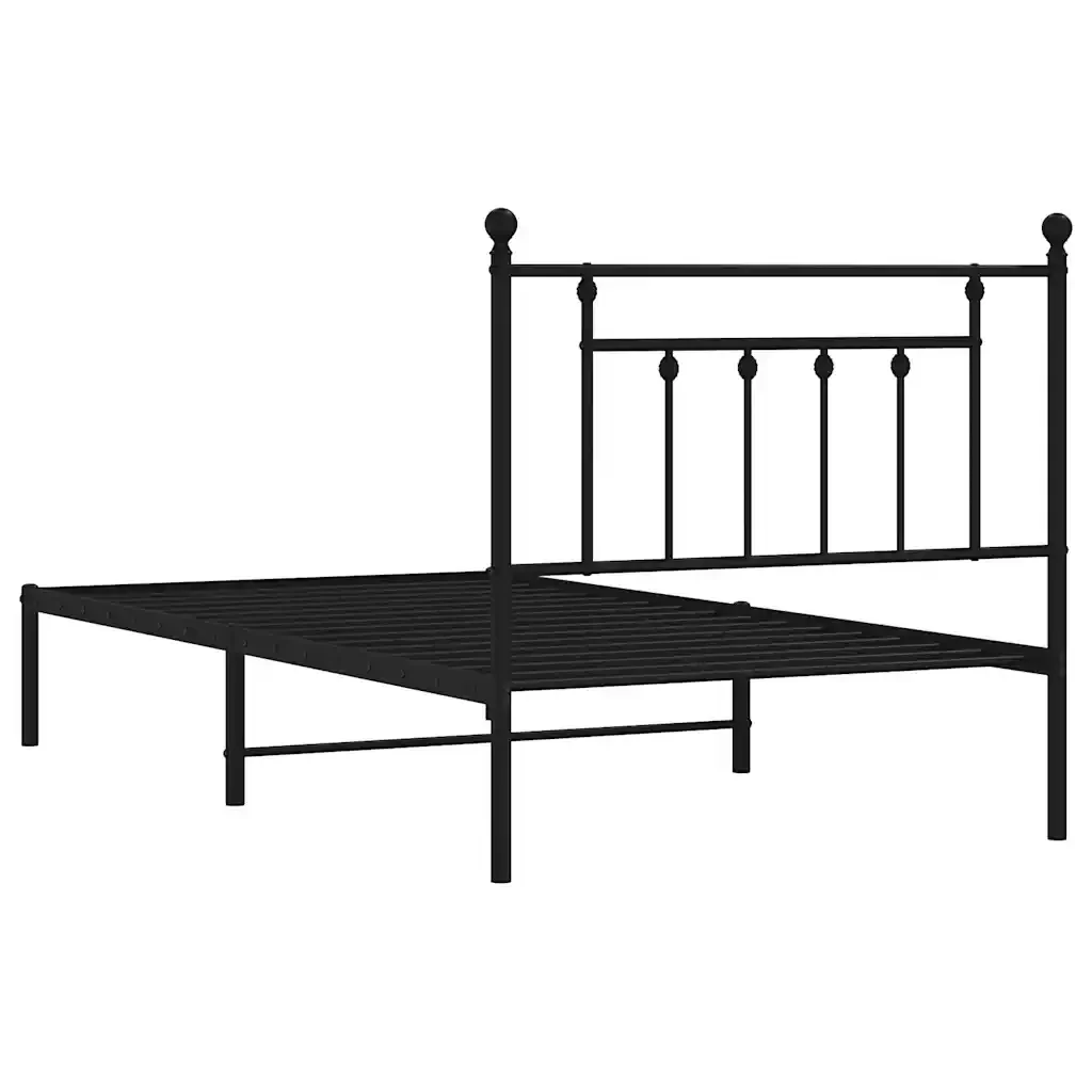Letto singolo | Letto per adulti | Giroletto con Testiera in Metallo Nero 100x190 cm - Image 8