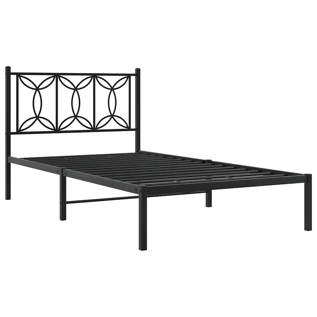 Letto singolo | Letto per adulti | Giroletto con Testiera in Metallo Nero 107x203 cm - Image 4
