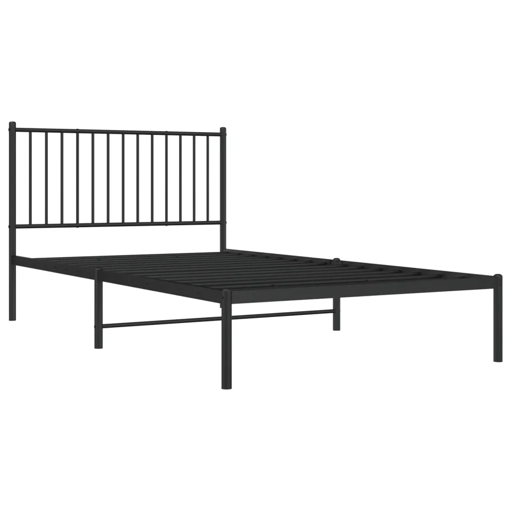 Letto singolo | Letto per adulti | Giroletto con Testiera in Metallo Nero 107x203 cm - Image 3