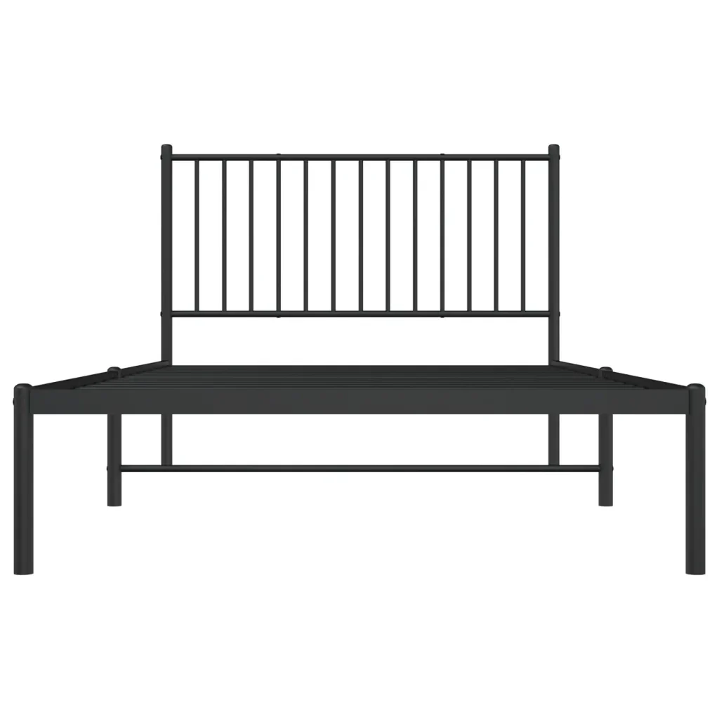 Letto singolo | Letto per adulti | Giroletto con Testiera in Metallo Nero 107x203 cm - Image 5