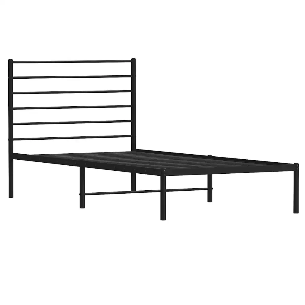 Letto singolo | Letto per adulti | Giroletto con Testiera in Metallo Nero 107x203 cm - Image 4