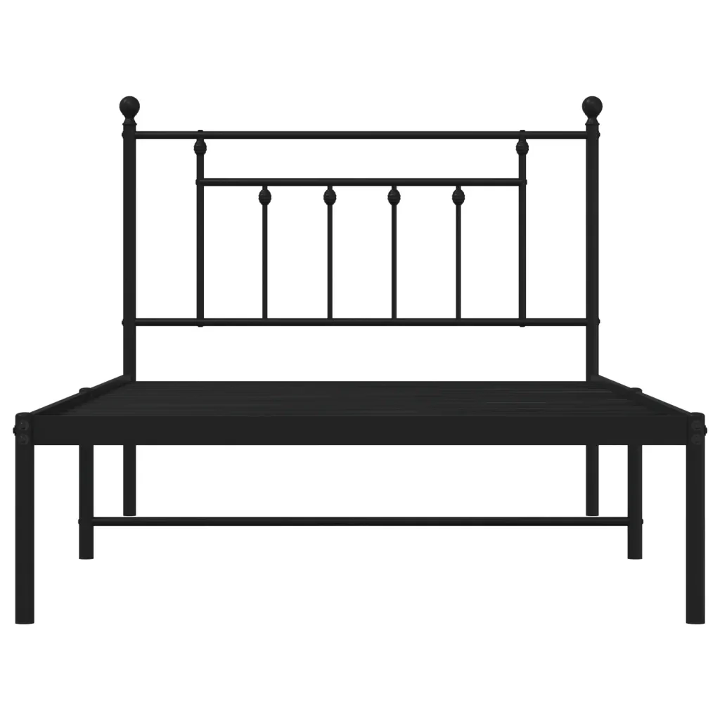 Letto singolo | Letto per adulti | Giroletto con Testiera in Metallo Nero 107x203 cm - Image 3