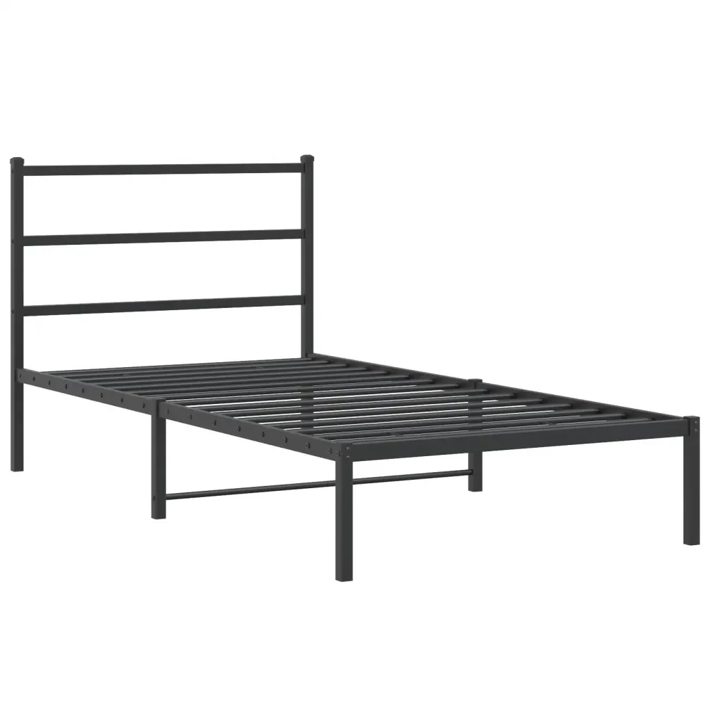 Letto singolo | Letto per adulti | Giroletto con Testiera in Metallo Nero 107x203 cm - Image 3