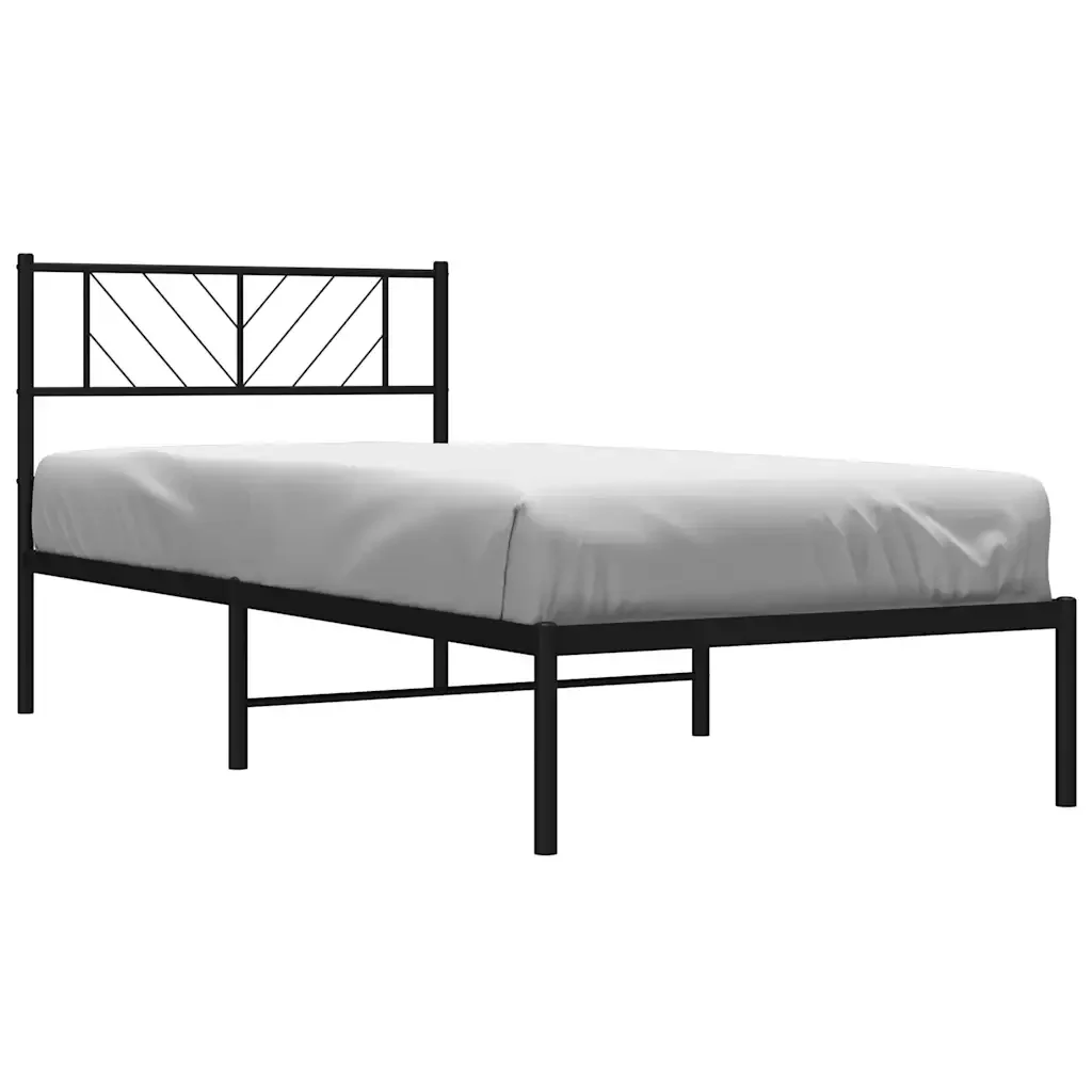 Letto singolo | Letto per adulti | Giroletto con Testiera in Metallo Nero 107x203 cm - Image 3