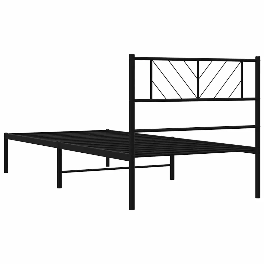 Letto singolo | Letto per adulti | Giroletto con Testiera in Metallo Nero 107x203 cm - Image 7
