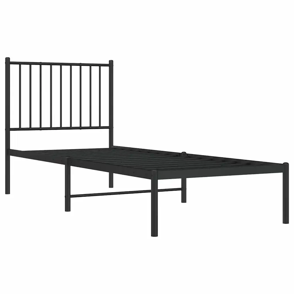 Letto singolo | Letto per adulti | Giroletto con Testiera in Metallo Nero 75x190 cm - Image 3
