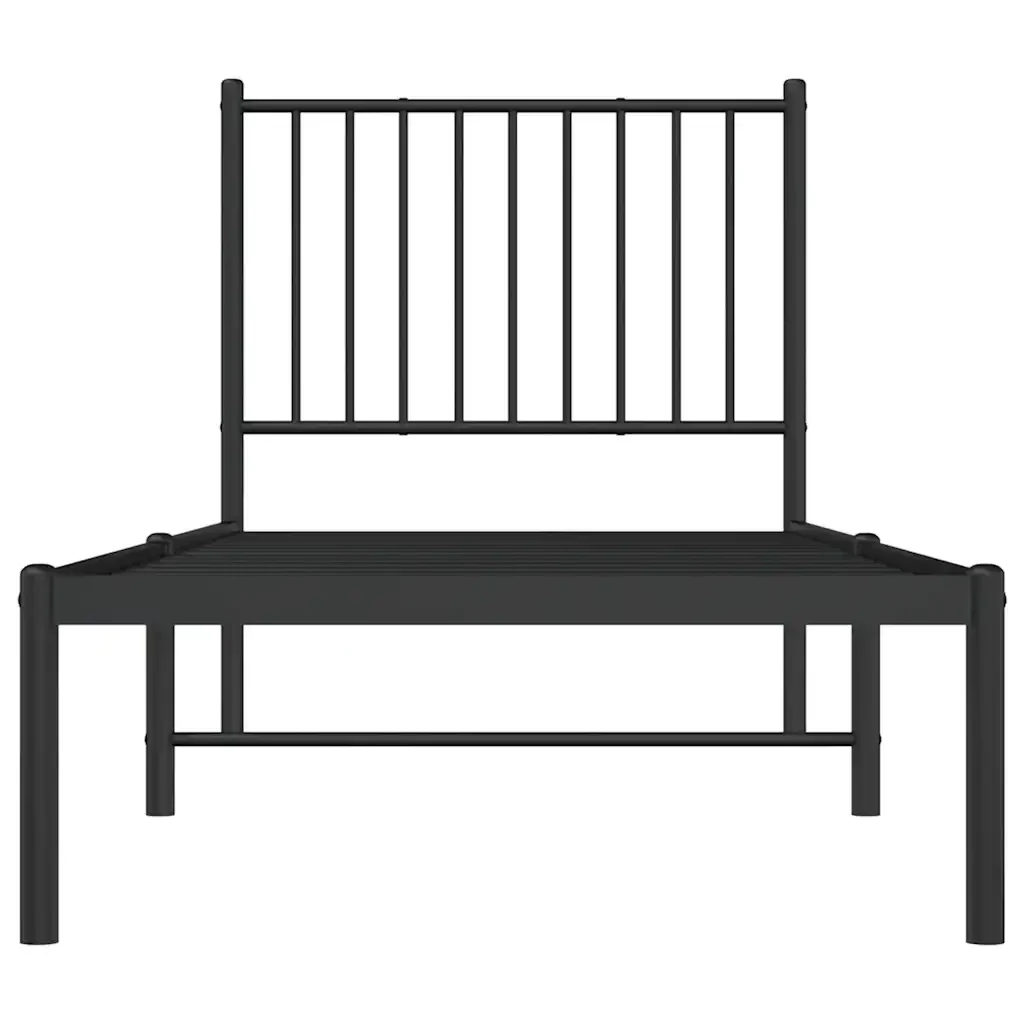 Letto singolo | Letto per adulti | Giroletto con Testiera in Metallo Nero 75x190 cm - Image 5