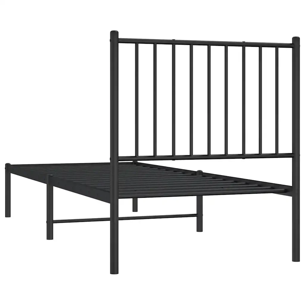 Letto singolo | Letto per adulti | Giroletto con Testiera in Metallo Nero 75x190 cm - Image 7