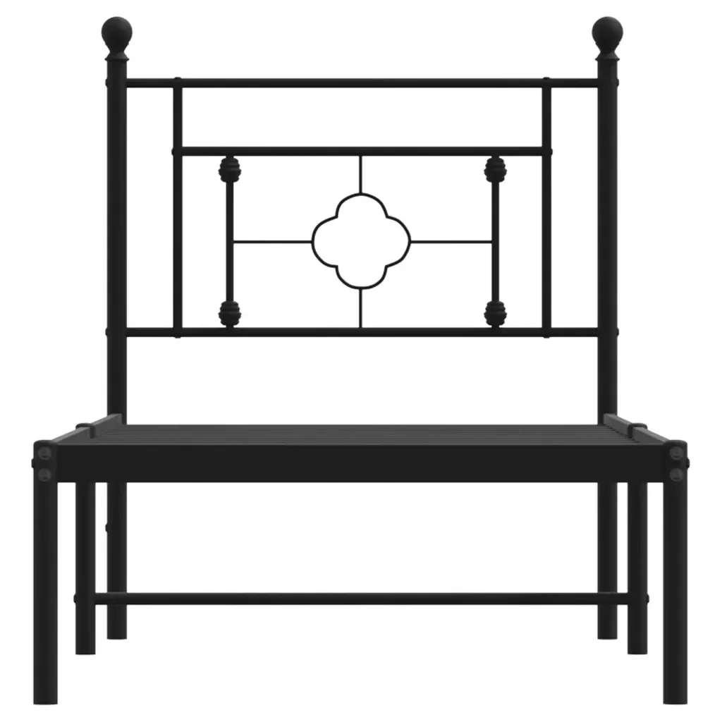 Letto singolo | Letto per adulti | Giroletto con Testiera in Metallo Nero 75x190 cm - Image 5
