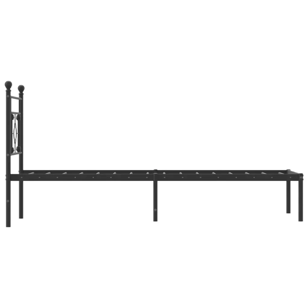 Letto singolo | Letto per adulti | Giroletto con Testiera in Metallo Nero 75x190 cm - Image 6
