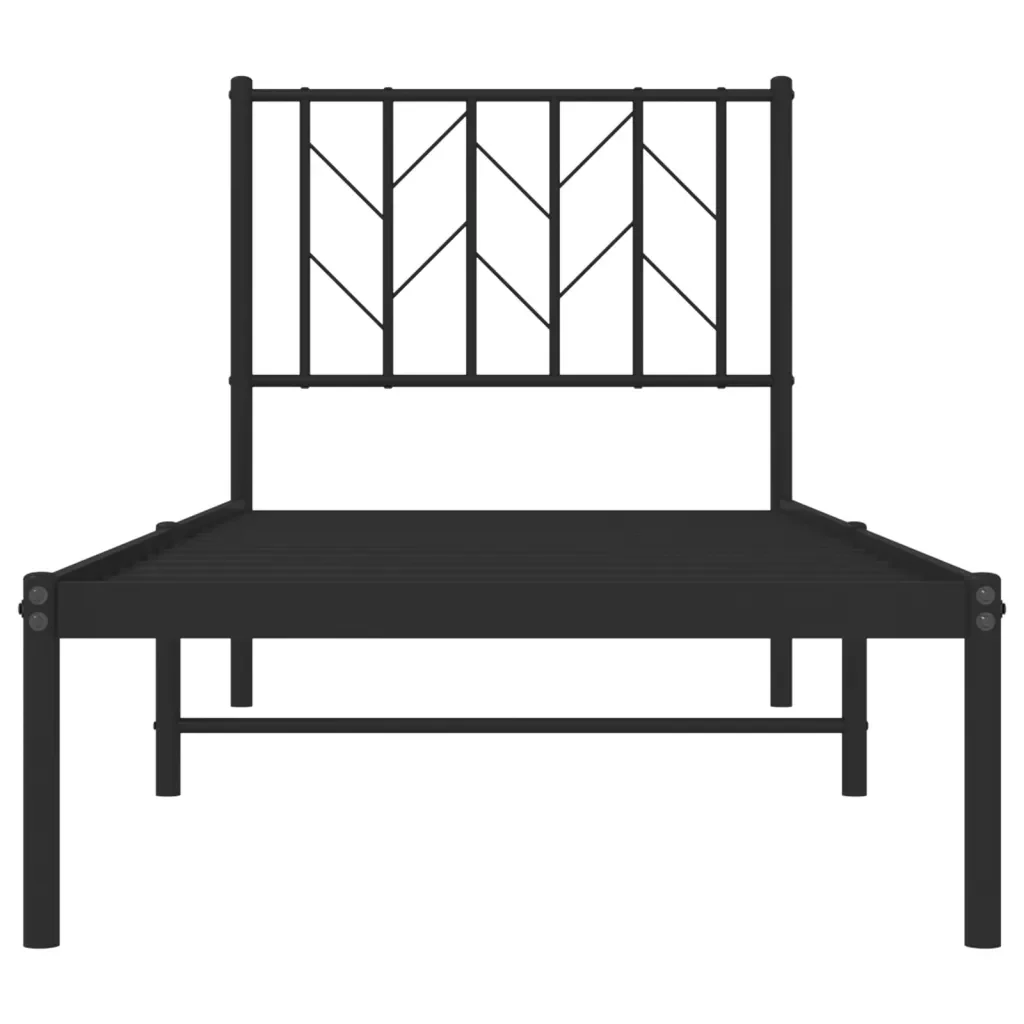 Letto singolo | Letto per adulti | Giroletto con Testiera in Metallo Nero 75x190 cm - Image 5