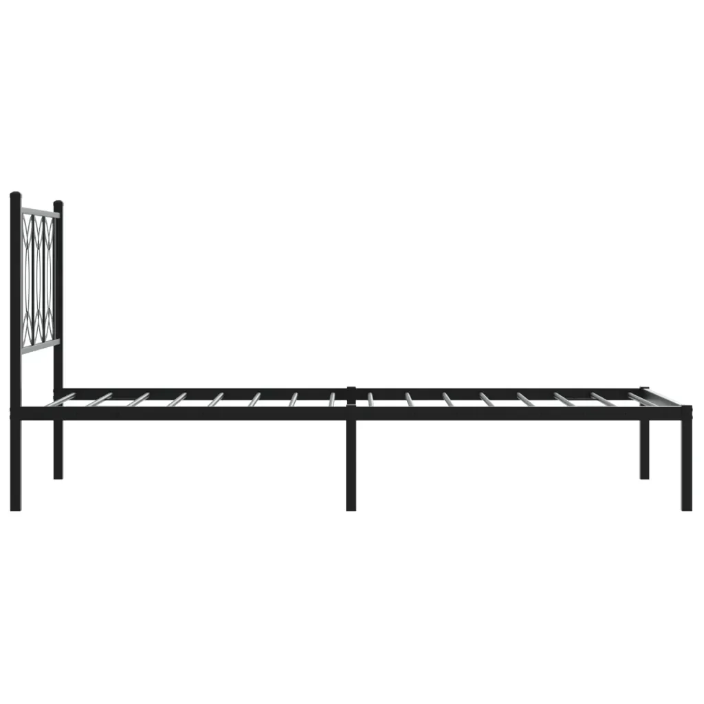 Letto singolo | Letto per adulti | Giroletto con Testiera in Metallo Nero 75x190 cm - Image 5