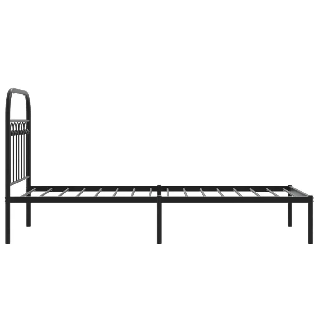 Letto singolo | Letto per adulti | Giroletto con Testiera in Metallo Nero 75x190 cm - Image 5