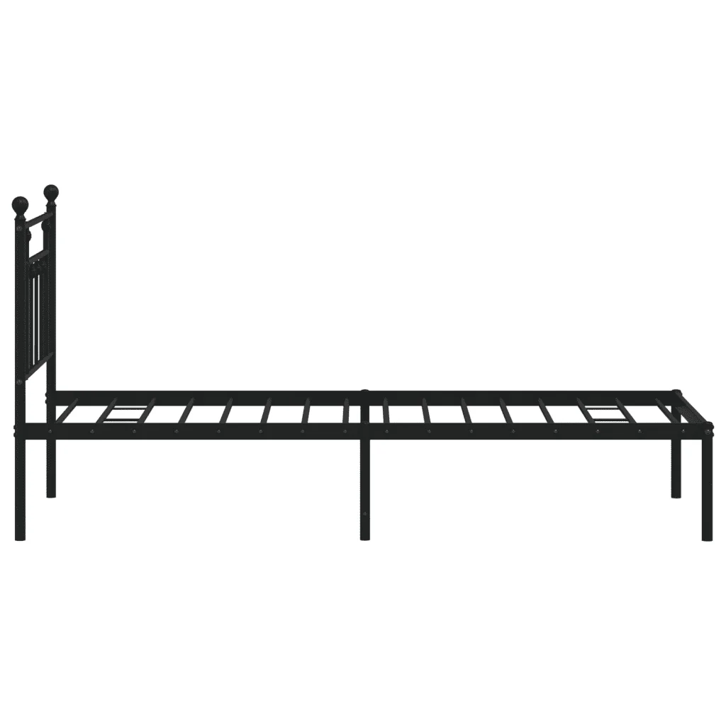 Letto singolo | Letto per adulti | Giroletto con Testiera in Metallo Nero 75x190 cm - Image 7